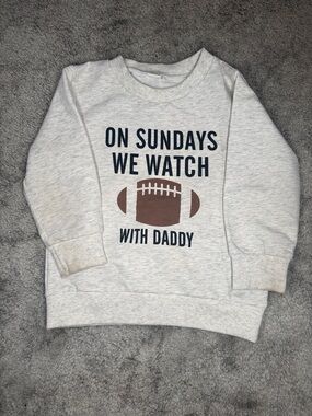 Kids 'On Sundays We Watch With Daddy' Football Sweatshirt - Light Heather Gray
